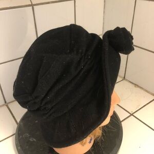 Black Knit Beanie with Pom-Pom